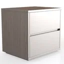 Minimalist Solid Wood Two Drawer Nightstand 3D Model Right 45 Degree View