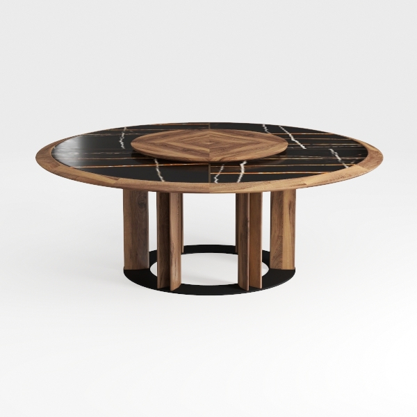 Pemba Collection 29.9 in. Multicolor Round Marble 