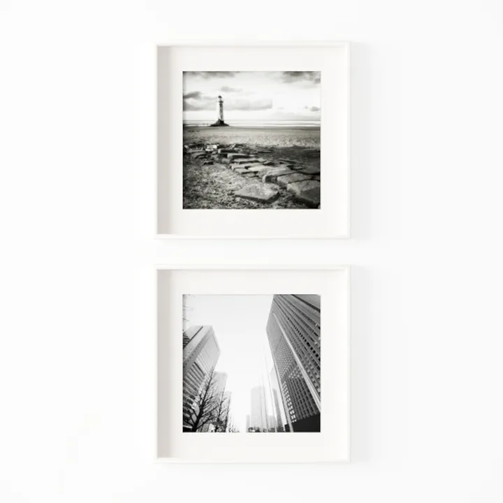 Minimalist White Framed Wall Art Prints Set 3D Model