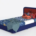 Marvel Spider Man Plastic 3D-Footboard Twin Bed by Left 45 Degree View