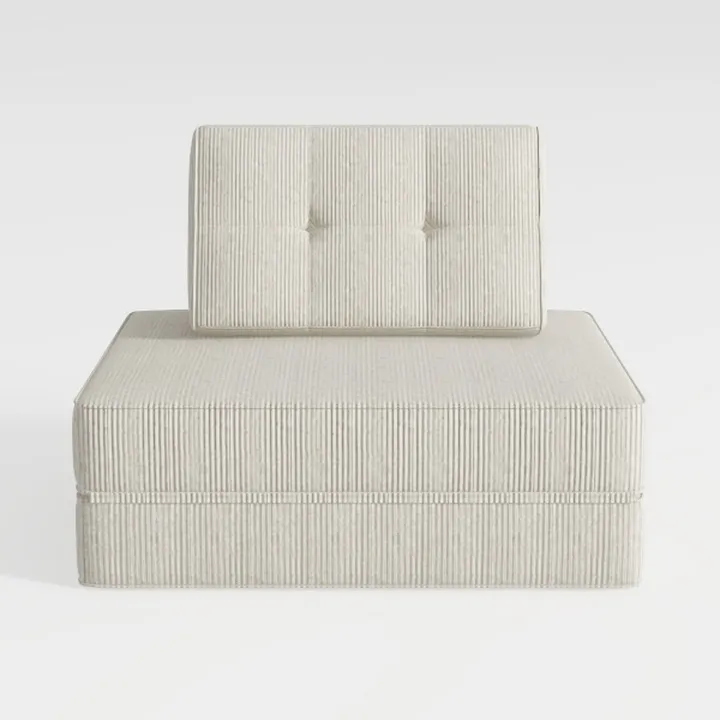 Minimalist Fabric Tufted Armless Chair Ottoman 3D Model