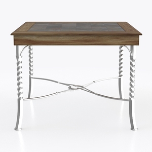 Rustic Solid Wood Stone Top Metal Twist Leg Coffee Table 3D Model