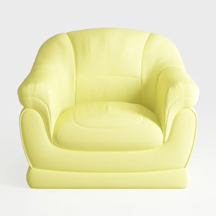 Modern Yellow Leather Upholstered Armchair 3D Model