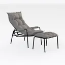 Minimalist Fabric Upholstered Metal Chaise Lounge 3D Model Right 45 Degree View