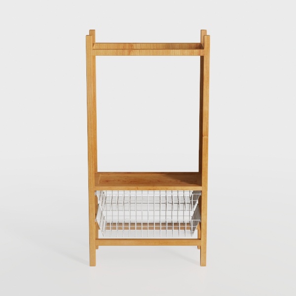Rattan Shelving Unit, 3-Tier Standing Wooden Caddy