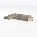 Minimalist Beige Fabric L Shape Sectional Sofa 3D Model Left 45 Degree View