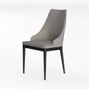 Minimalist Gray Fabric Upholstered Dining Chair 3D Model Left 45 Degree View