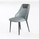 Modern Minimalist Two Tone Fabric Metal Dining Chair 3D Model Left 45 Degree View