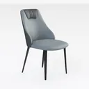 Modern Minimalist Two Tone Fabric Metal Dining Chair 3D Model Right 45 Degree View
