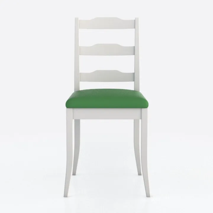 Minimalist White Wood Green Fabric Upholstered Dining Chair 3D Model