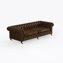 Vintage Tufted Brown Leather Chesterfield Sofa 3D Model Right 45 Degree View