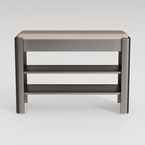 Solid Wood Shoe Bench with Cushion, 2-Tier Shoe