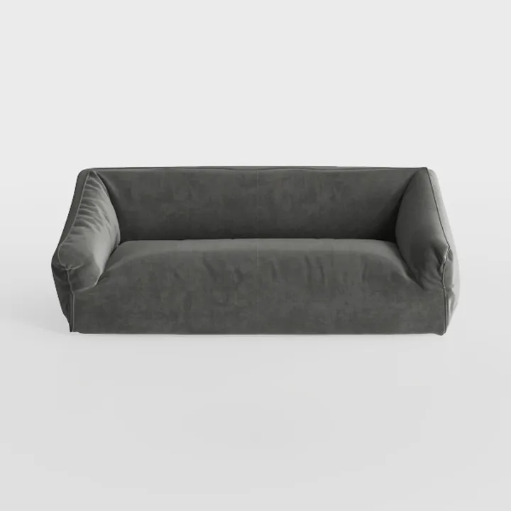Minimalist Dark Velvet Sofa 3 Seater 3D Model