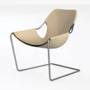 Modern Minimalist Metal Frame Plastic Accent Chair 3D Model Left 45 Degree View