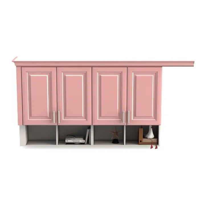 Pink Modern Wall Mounted Storage Cabinet With Open Shelves 3D Model