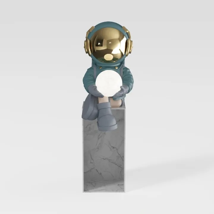 Modern Marble Base Astronaut Table Lamp 3D Model