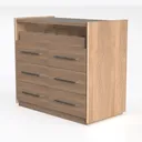 Minimalist Solid Oak Wood Dresser With Metal Handles And Top Shelf 3D Model Left 45 Degree View