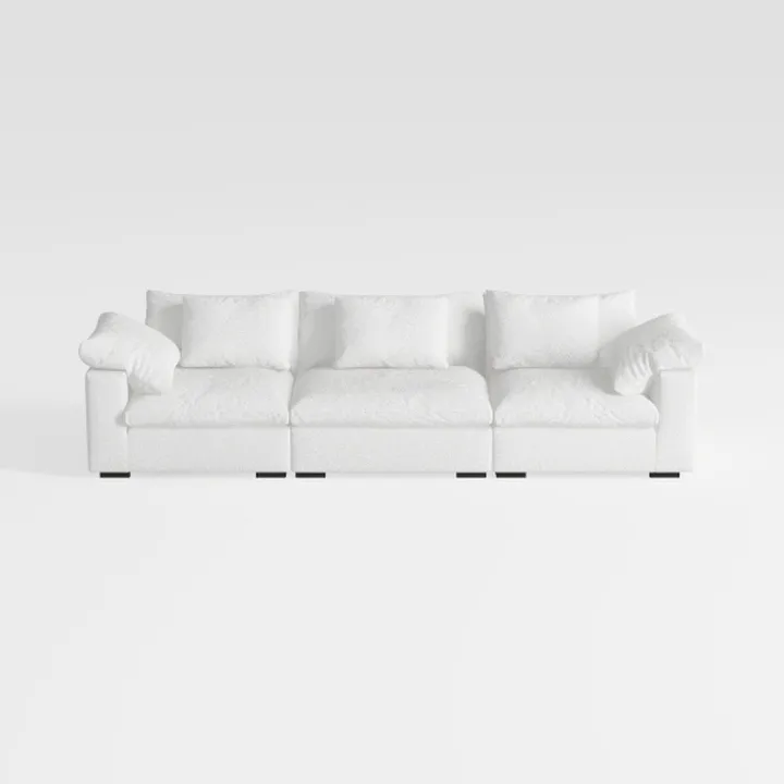 Minimalist White Fabric Extra Large Sectional Sofa 3D Model