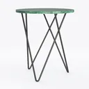 Modern Green Marble Top Black Metal Round Side Table 3D Model Left 45 Degree View