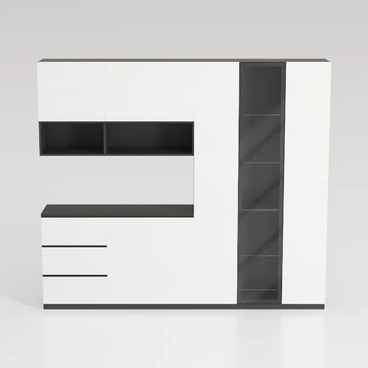 Minimalist Two Tone Solid Wood Storage Cabinet 3D Model