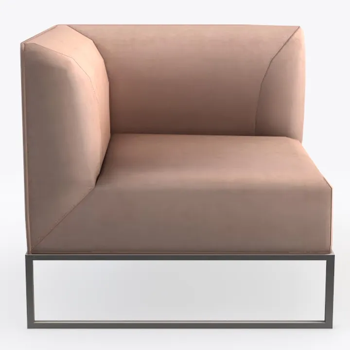 Modern Minimalist Fabric Metal Base Corner Armchair 3D Model