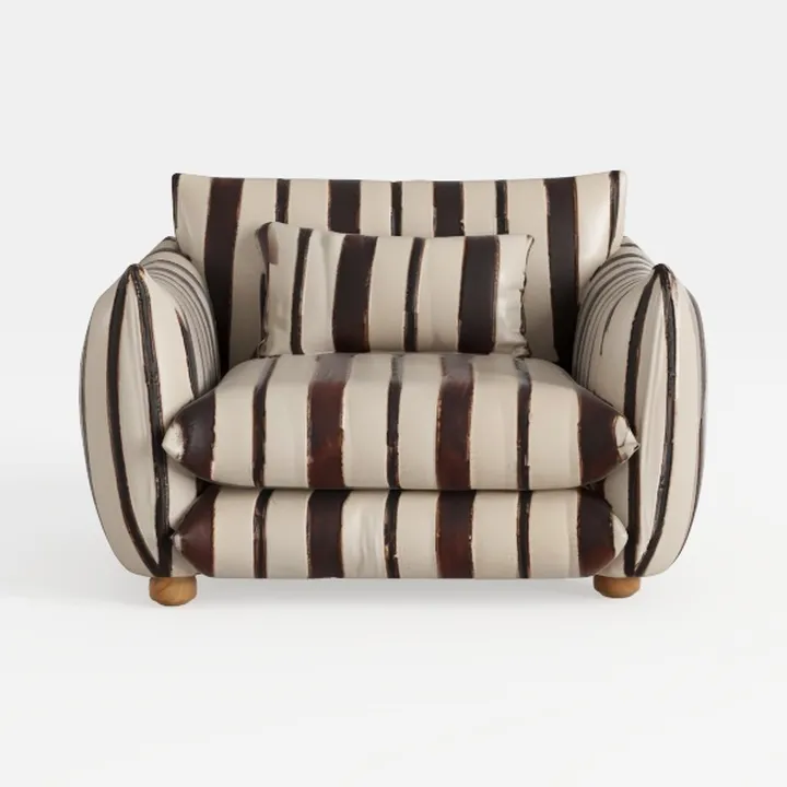 Modern Striped Fabric Oversized Armchair 3D Model