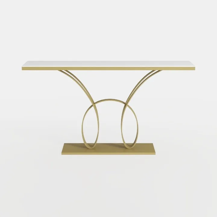 Tribesigns Narrow Side Table White Gold C Shaped