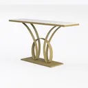 Tribesigns Narrow Side Table White Gold C Shaped Left 45 Degree View
