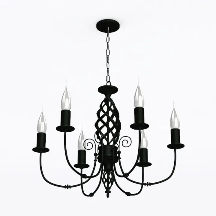 Vintage Black Metal Chandelier 3D Model