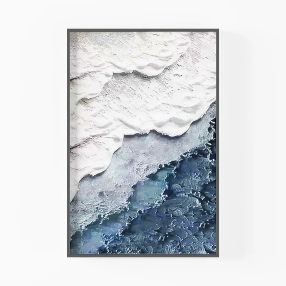 Blue Abstract Wall Art 24x32 Inch Modern Canvas
