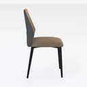 Minimalist Fabric Upholstered Dining Chair with Black Metal Legs 3D Model Right 45 Degree View