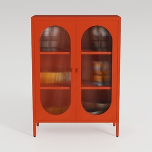 Small 2 Transparent Door Metal Storage Side Buffet