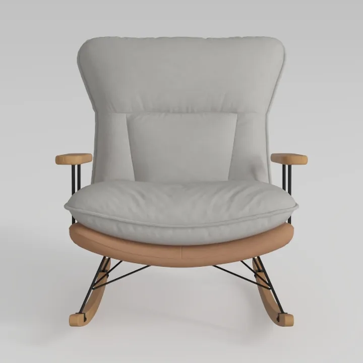 Modern Fabric Wood Metal Upholstered Rocking Chair 3D Model
