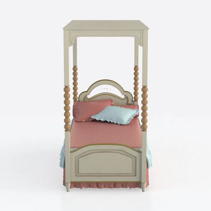 Benjara Auri Twin Size Poster Bed, Arch Headboard,