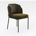 Modern Olive Velvet Upholstered Metal Frame Dining Chair 3D Model Right 45 Degree View