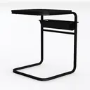 Minimalist Black Metal Fabric C Shape Side Table 3D Model Left 45 Degree View