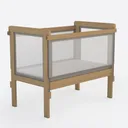 Minimalist Solid Wood Mesh Baby Crib 3D Model Right 45 Degree View