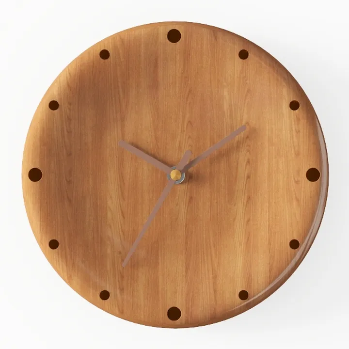 Minimalist Solid Wood Wall Clock 3D Model