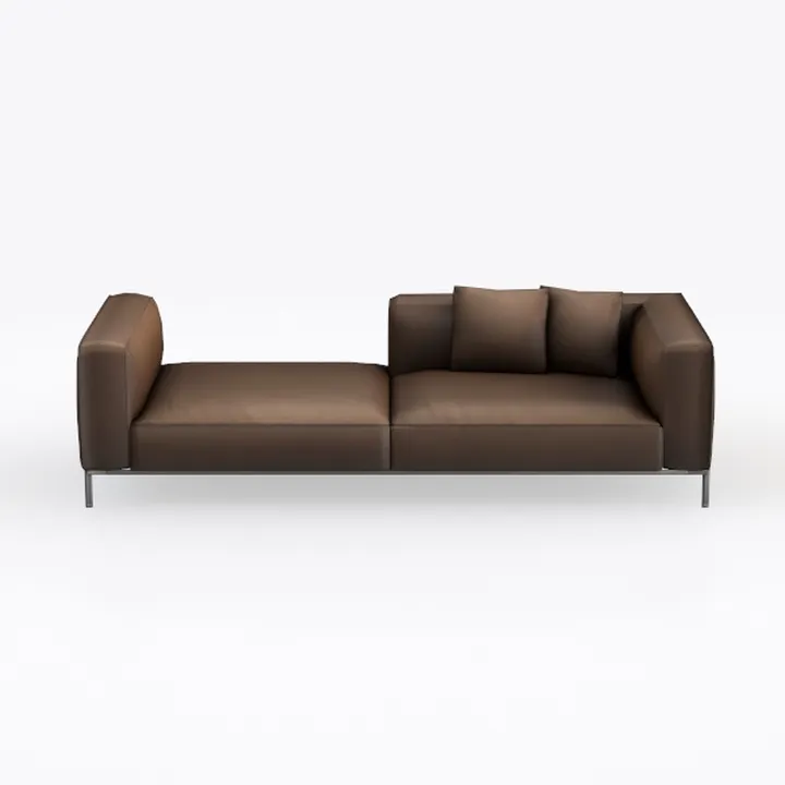 Modern Brown Leather Extra Long Sofa 3D Model