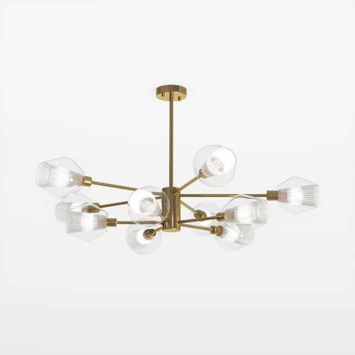 Modern Brass Glass Sputnik Chandelier 3D Model