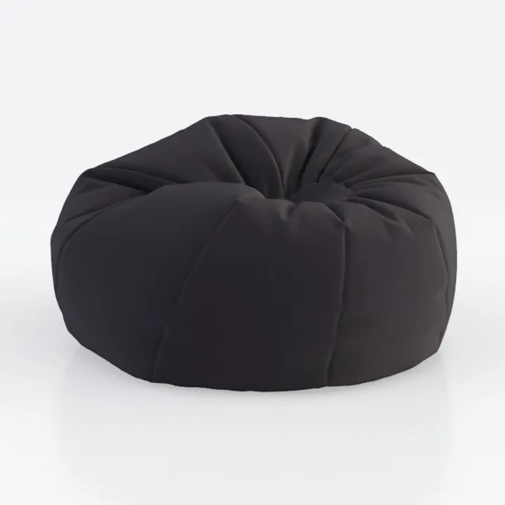 Minimalist Black Fabric Bean Bag Ottoman 3D Model