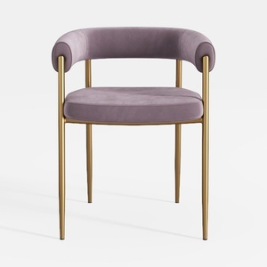 Modern Purple Velvet Gold Metal Armchair 3D Model