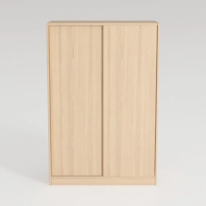 Minimalist Solid Oak Sliding Door Wardrobe 3D Model