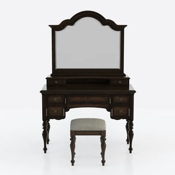 3-Piece Brown and Black Makeup Vanity Set with Tri