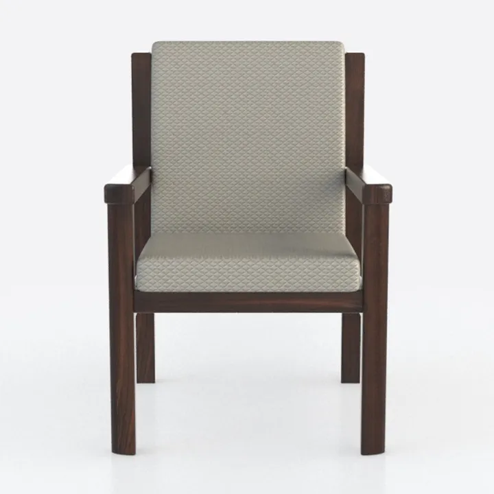 Minimalist Solid Wood Fabric Upholstered Armchair 3D Model