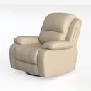Minimalist Beige Leather Recliner Chair 3D Model Left 45 Degree View