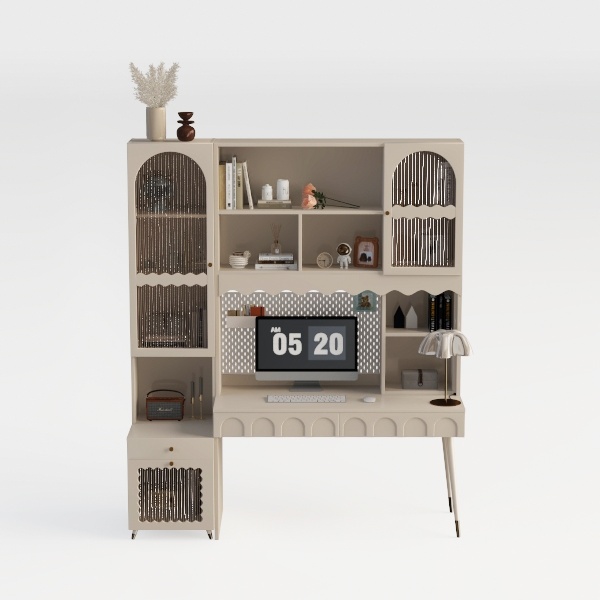 WOODTIME Home Office Computer Desk with Arch Glass