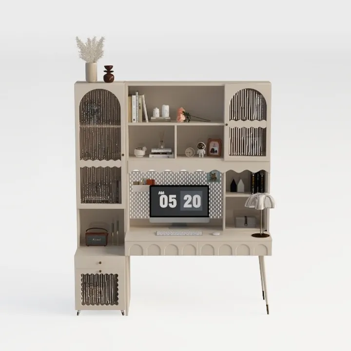 WOODTIME Home Office Computer Desk with Arch Glass