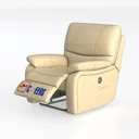 Modern Beige Leather Recliner Armchair Comfortable Living Room 3D Model Left 45 Degree View