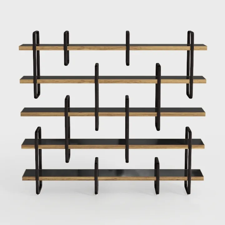 IRONCK Bookshelf, Double Wide 5-Tier Open